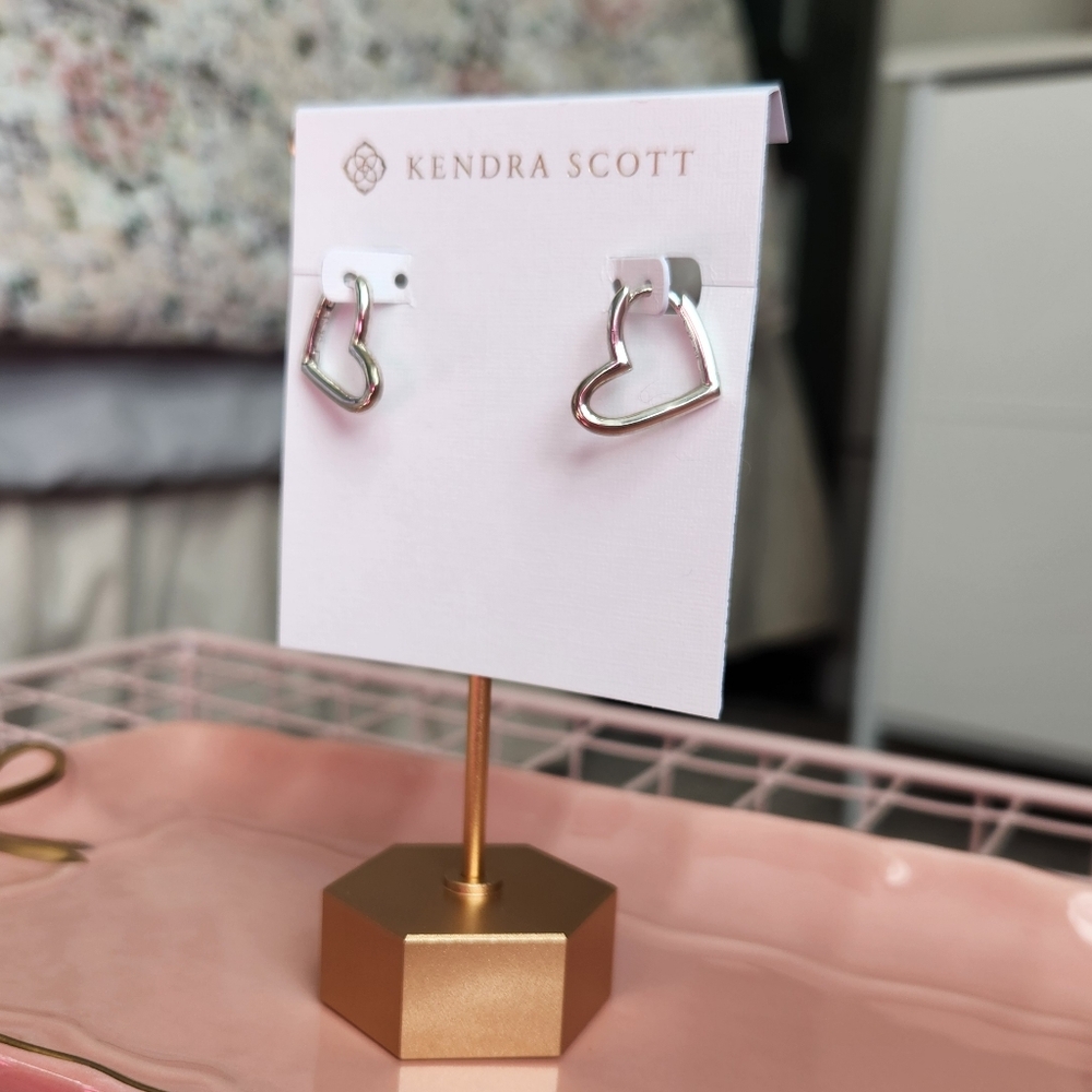 Kendra Scott Sterling Silver 925 Ari Heart Hoops - Picture 2 of 3